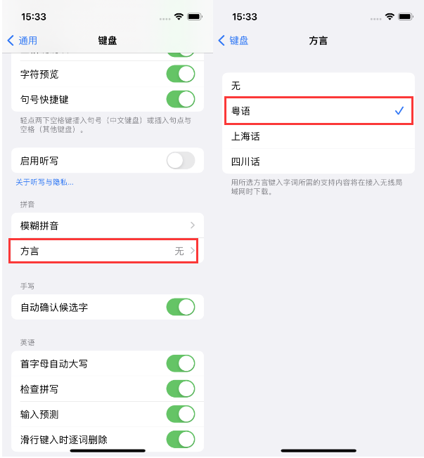 昌邑苹果14服务点分享iPhone 14plus设置键盘粤语方言的方法 